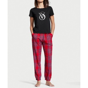Пижама Cotton & Flannel Tee-jama Set Pink Plaid