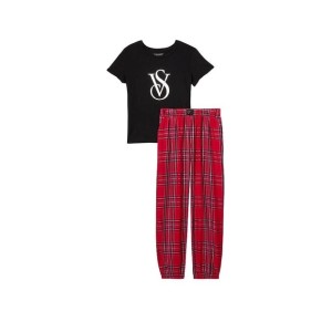 Пижама Cotton & Flannel Tee-jama Set Pink Plaid