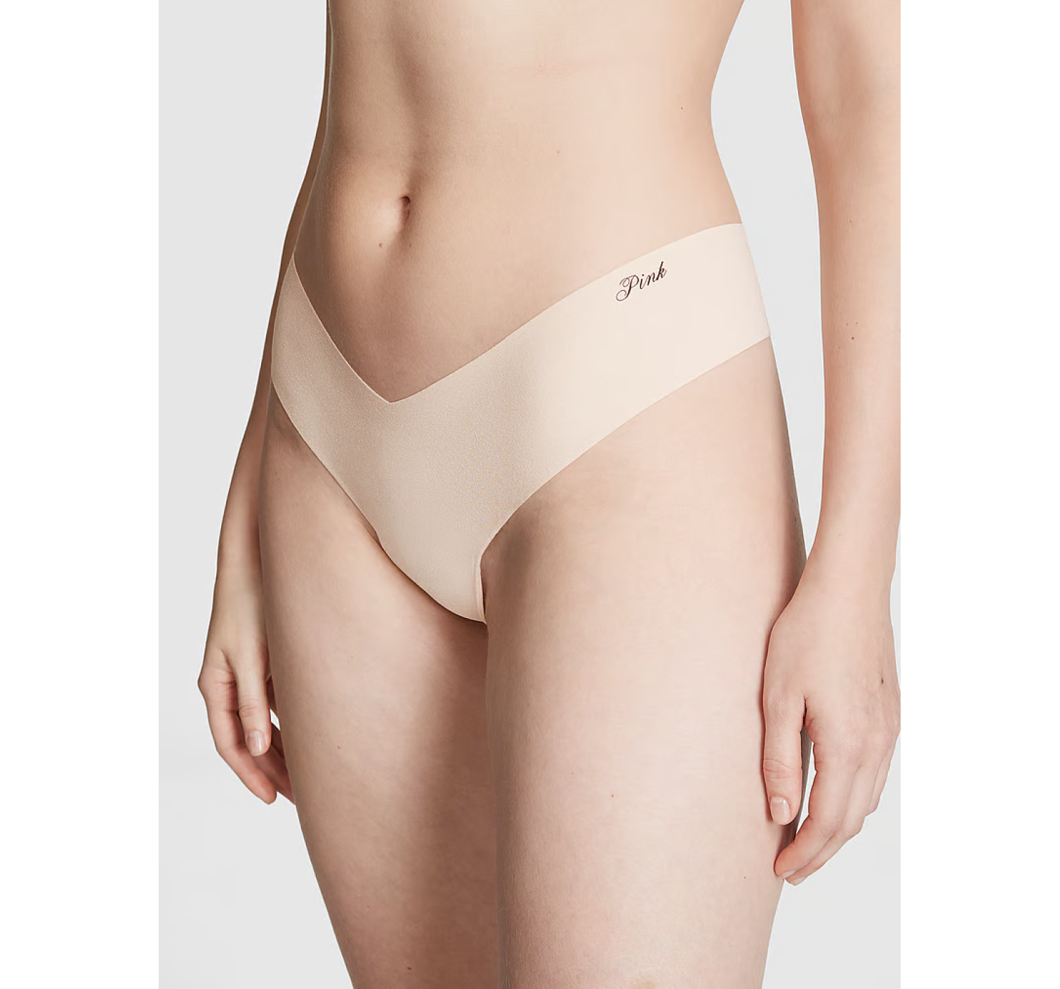 Трусики PINK No Show High-Leg Thong Panty Marzipan