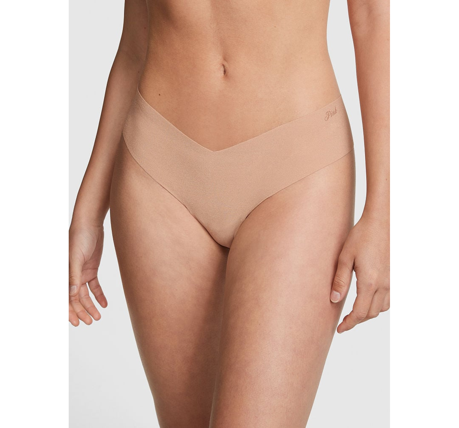 Трусики PINK No Show High-Leg Thong Panty Sweet Praline