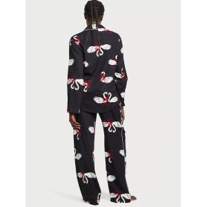 Пижама Flannel Long Pajama Set Black Fancy Swans