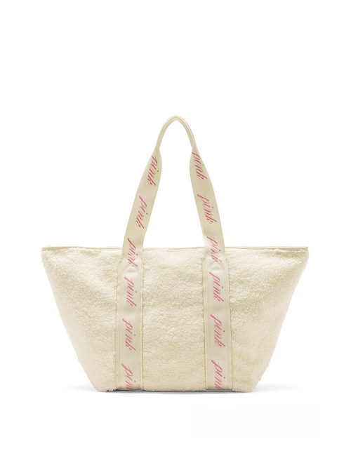 Сумка PINK Cozy-Plush Tote Bag Creamer