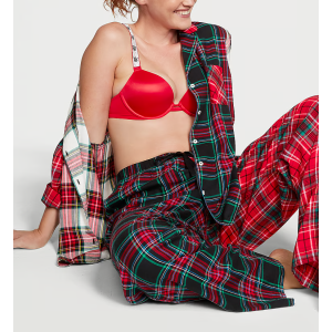 Пижама Victoria's Secret Flannel Long Pj set Red Plaid Print Mix