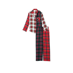 Пижама Victoria's Secret Flannel Long Pj set Red Plaid Print Mix