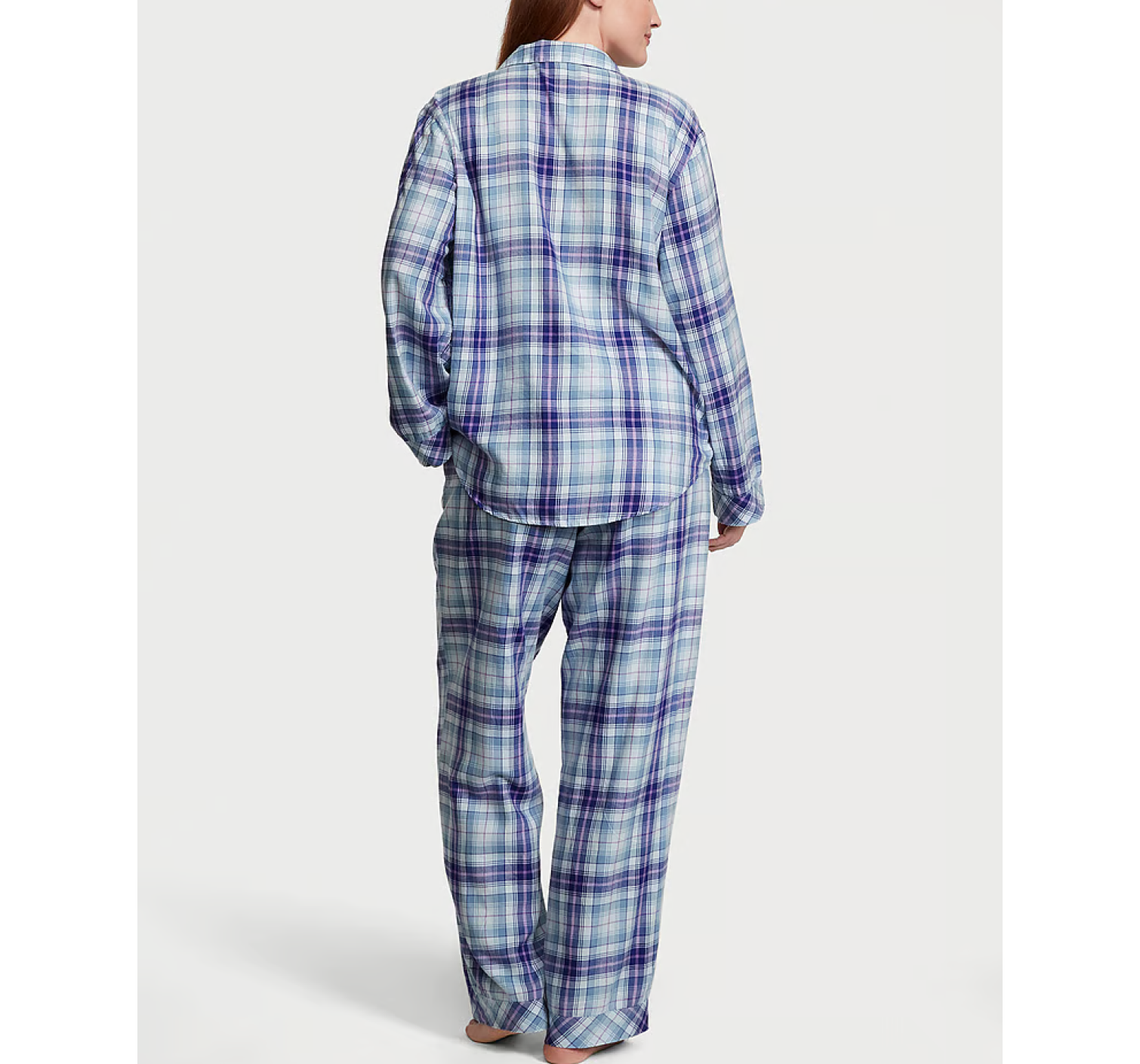 Пижама Victoria's Secret Flannel Long Pj set Ballad Blue Pop Plaid