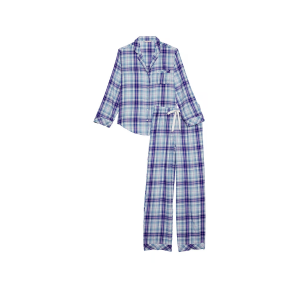 Пижама Victoria's Secret Flannel Long Pj set Ballad Blue Pop Plaid