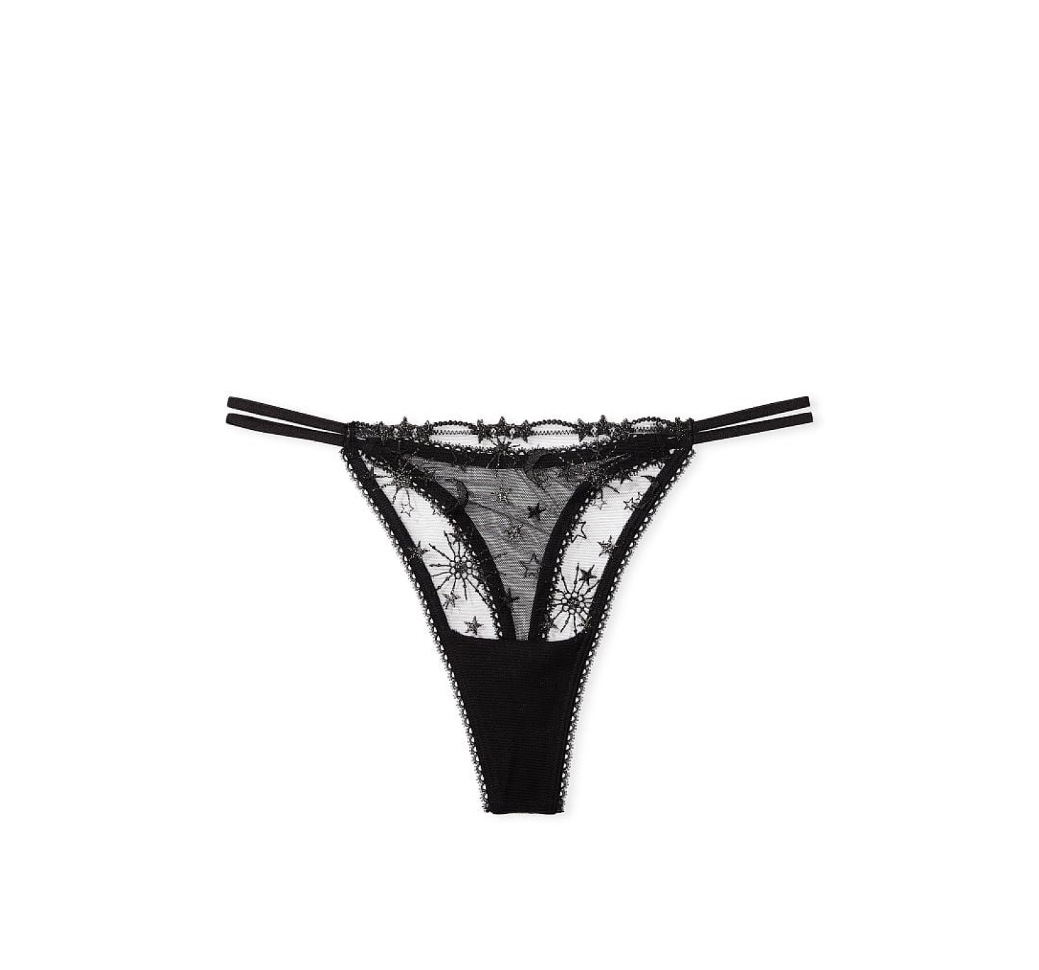 Трусики Celestial Embroidery Strappy Thong Panty Black