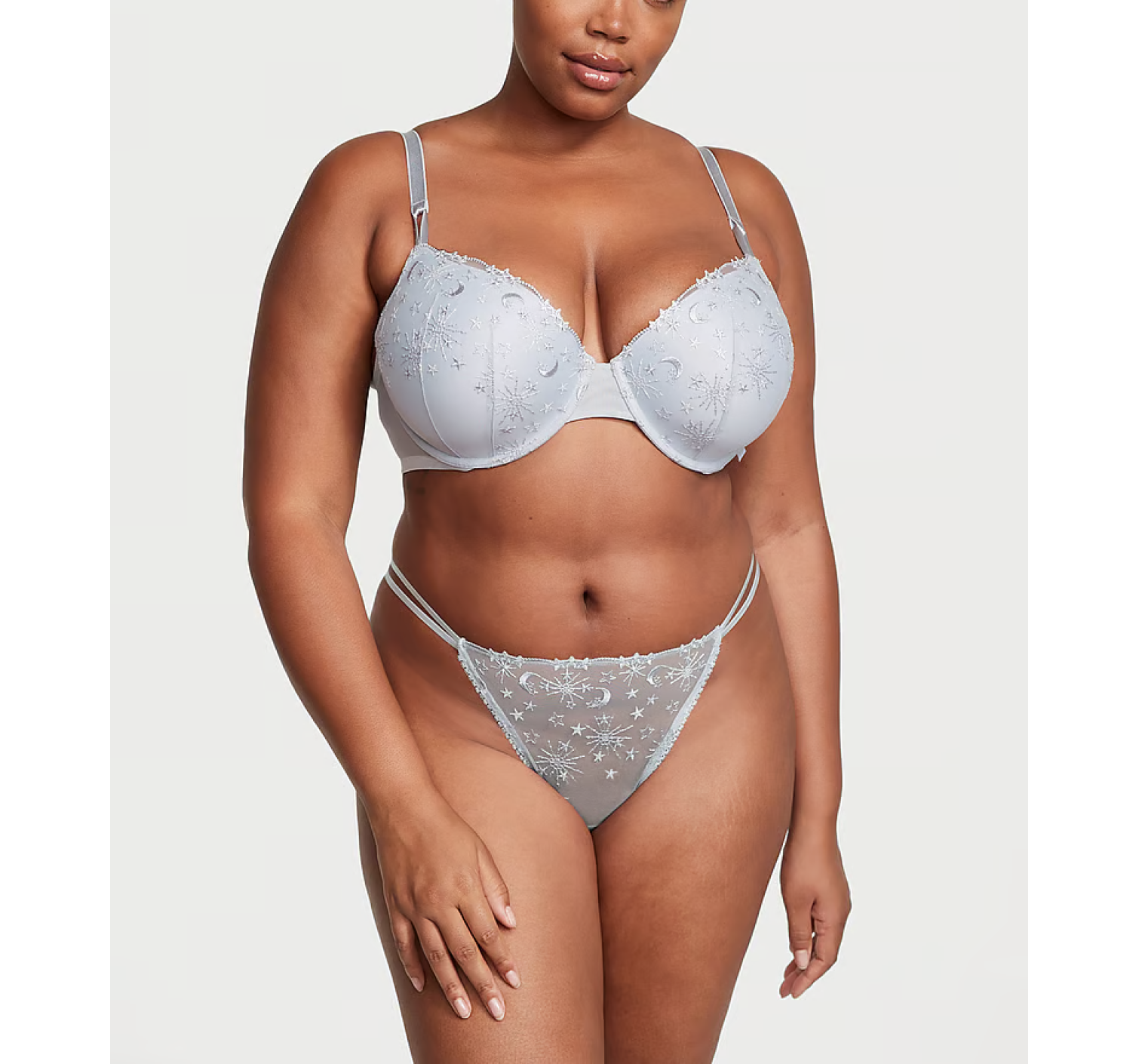 Трусики Celestial Embroidery Strappy Thong Panty Flint Grey