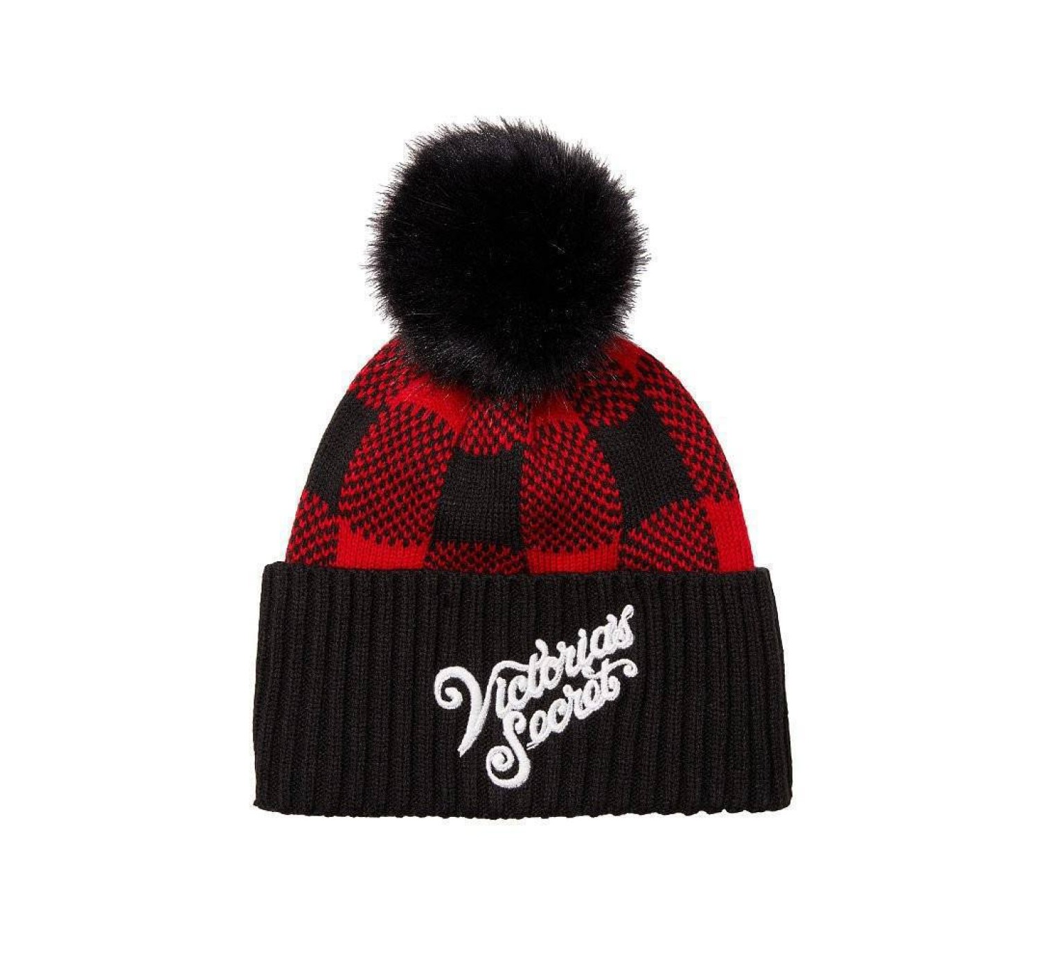 Шапка Victoria’s Secret Red Plaid Pom-pom Hat