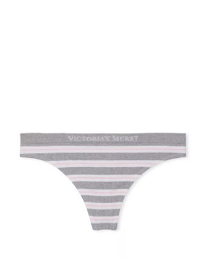 Трусики Seamless Medium Grey Stripe Thong Panty 