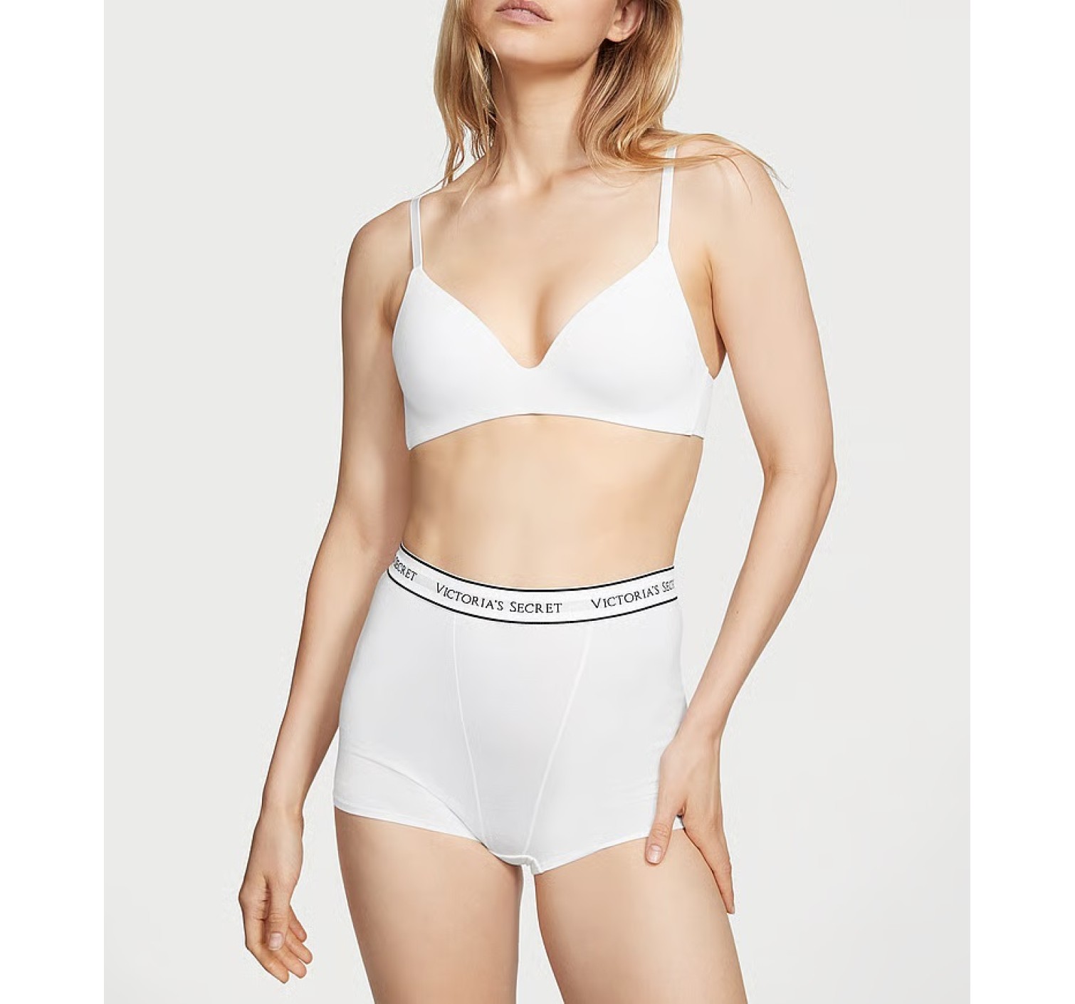 Трусики Cotton Logo High-Waist Boyshort Panty White