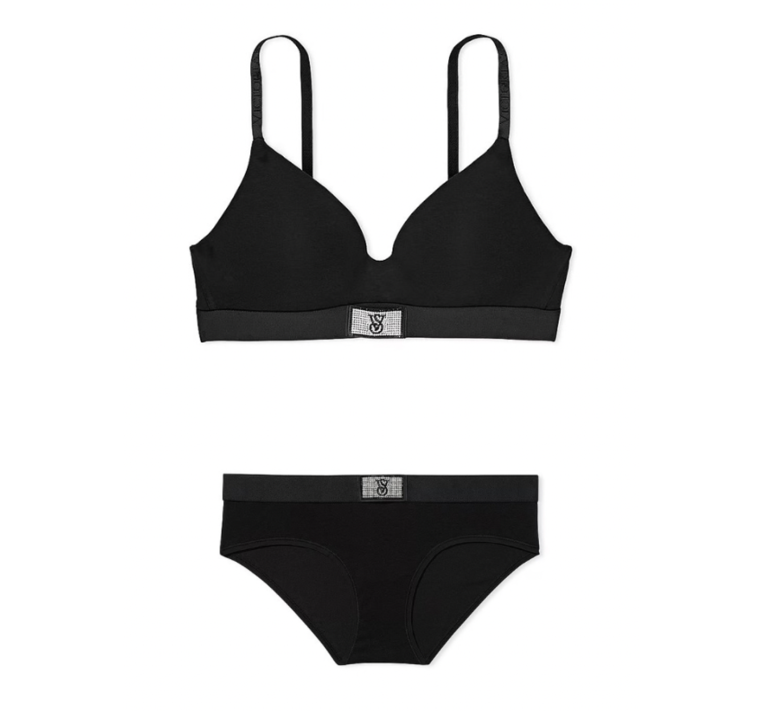 Комплект білизни Cotton Lightly Lined Wireless Bra Shine Patch Black Set