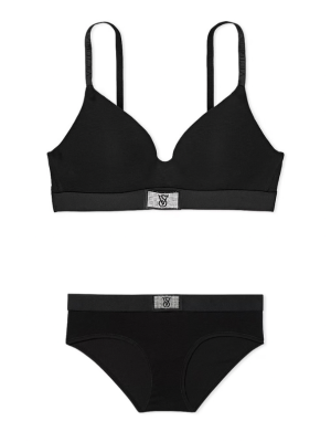 Комплект білизни Cotton Lightly Lined Wireless Bra Shine Patch Black Set