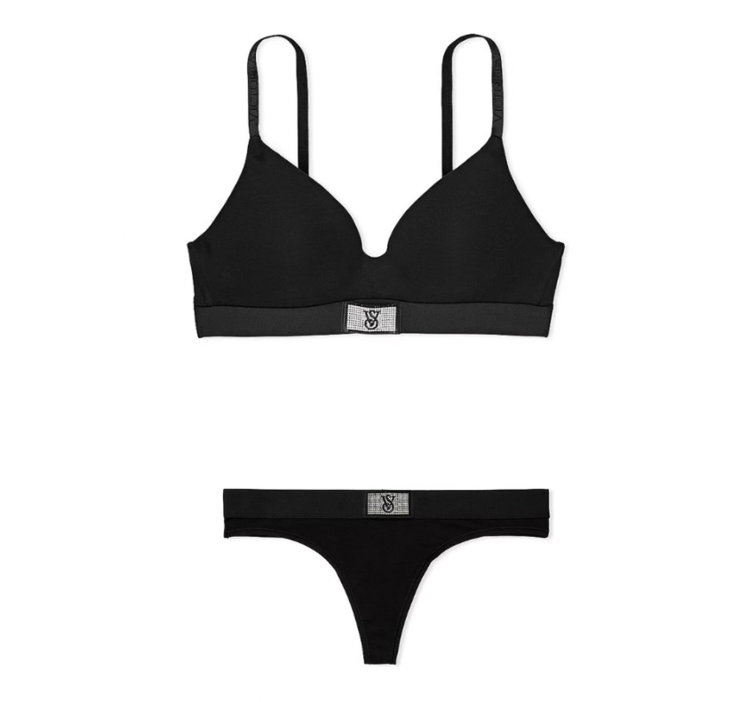 Комплект белья Cotton Lightly Lined Wireless Bra Shine Patch Black Set