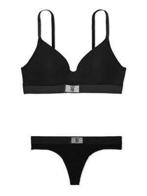 Комплект белья Cotton Lightly Lined Wireless Bra Shine Patch Black Set