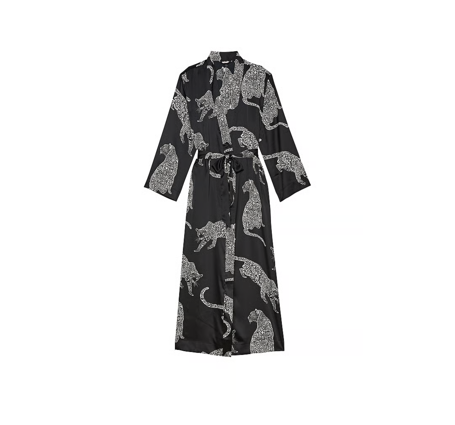 Халат Satin Long Robe Black Leopard