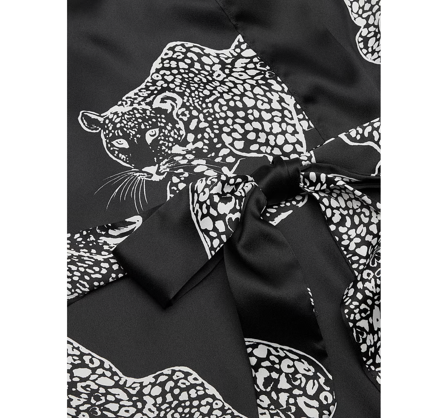 Халат Satin Long Robe Black Leopard