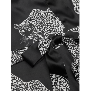 Халат Satin Long Robe Black Leopard
