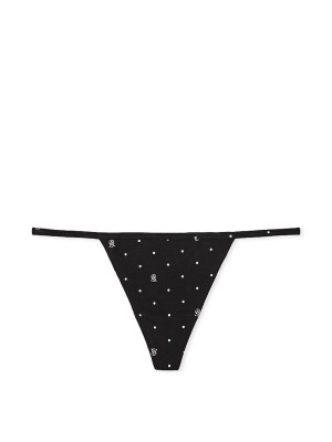 Трусики Stretch Cotton Scatter Shine V-String Panty Black Logo Dot