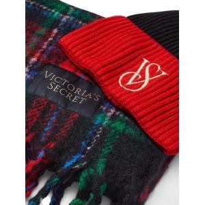 Набор шапка+шарф Victoria’s Secret Plaid Set Black