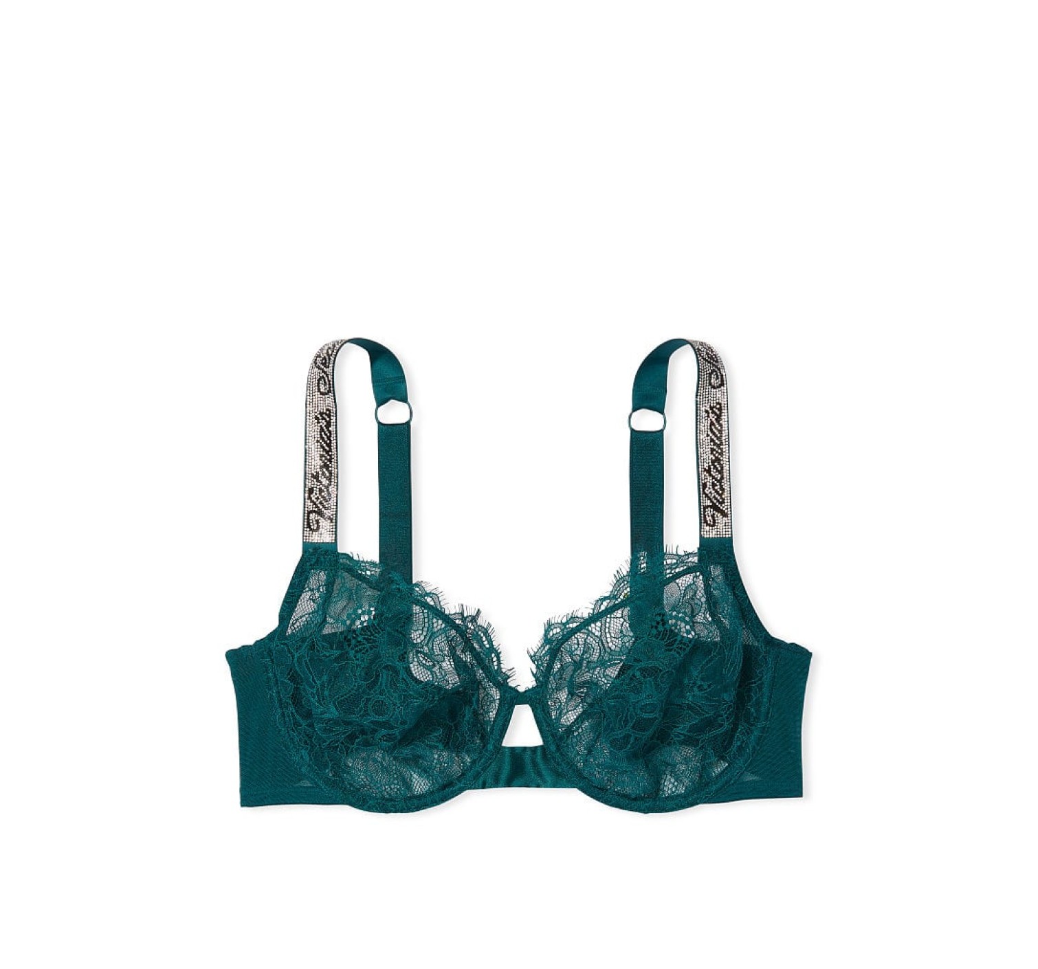 Комплект белья Unlined Lace Shine Strap Full Cup Demi Bra Deepest Green