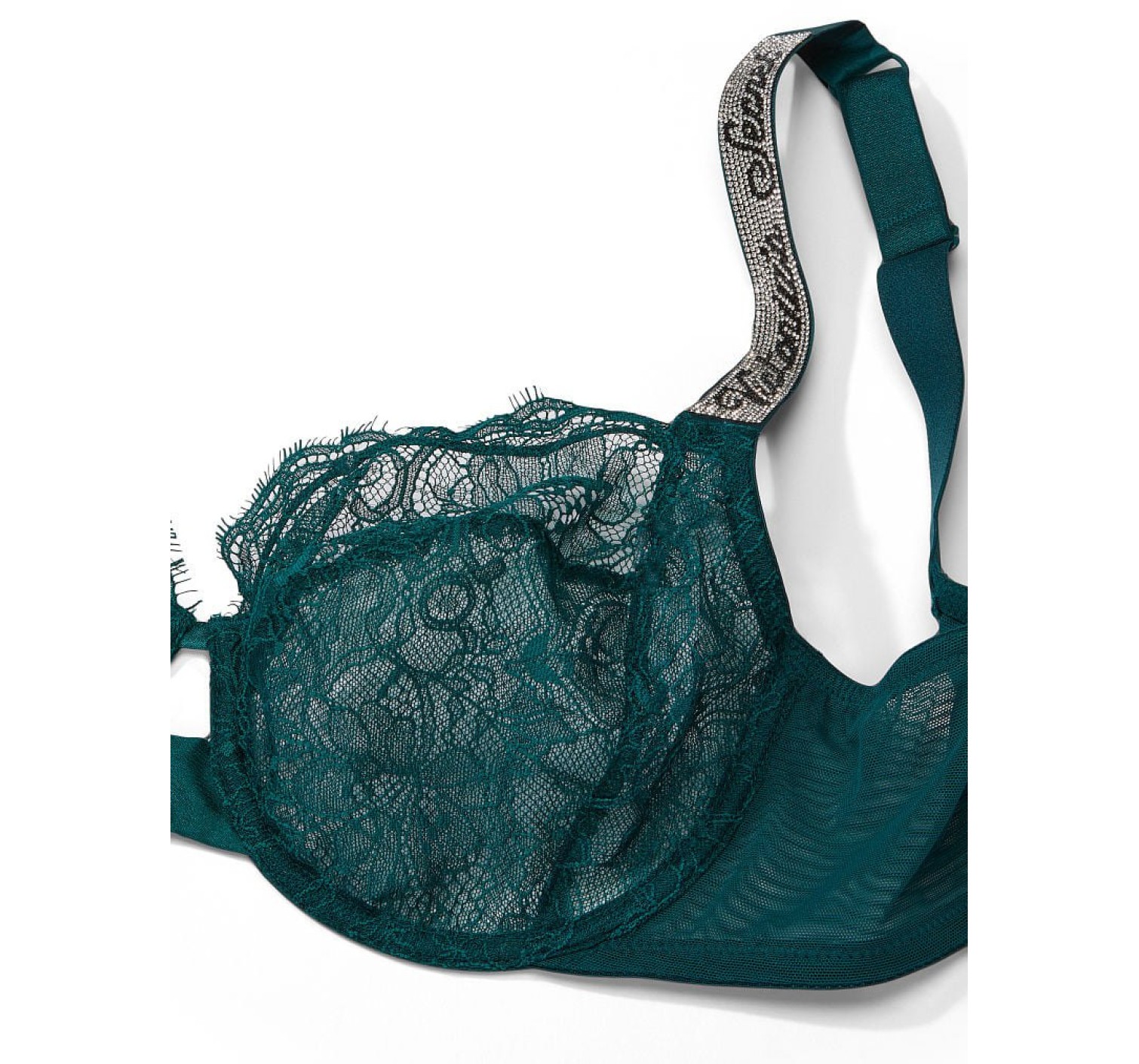 Комплект белья Unlined Lace Shine Strap Full Cup Demi Bra Deepest Green