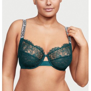 Комплект белья Unlined Lace Shine Strap Full Cup Demi Bra Deepest Green