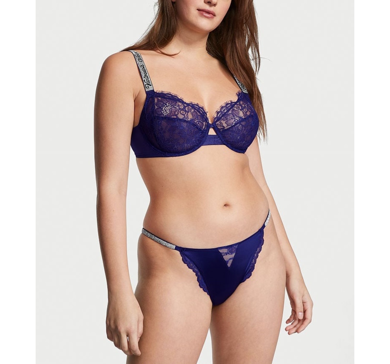 Комплект білизни Unlined Lace Shine Strap Full Cup Demi Bra Night Ocean