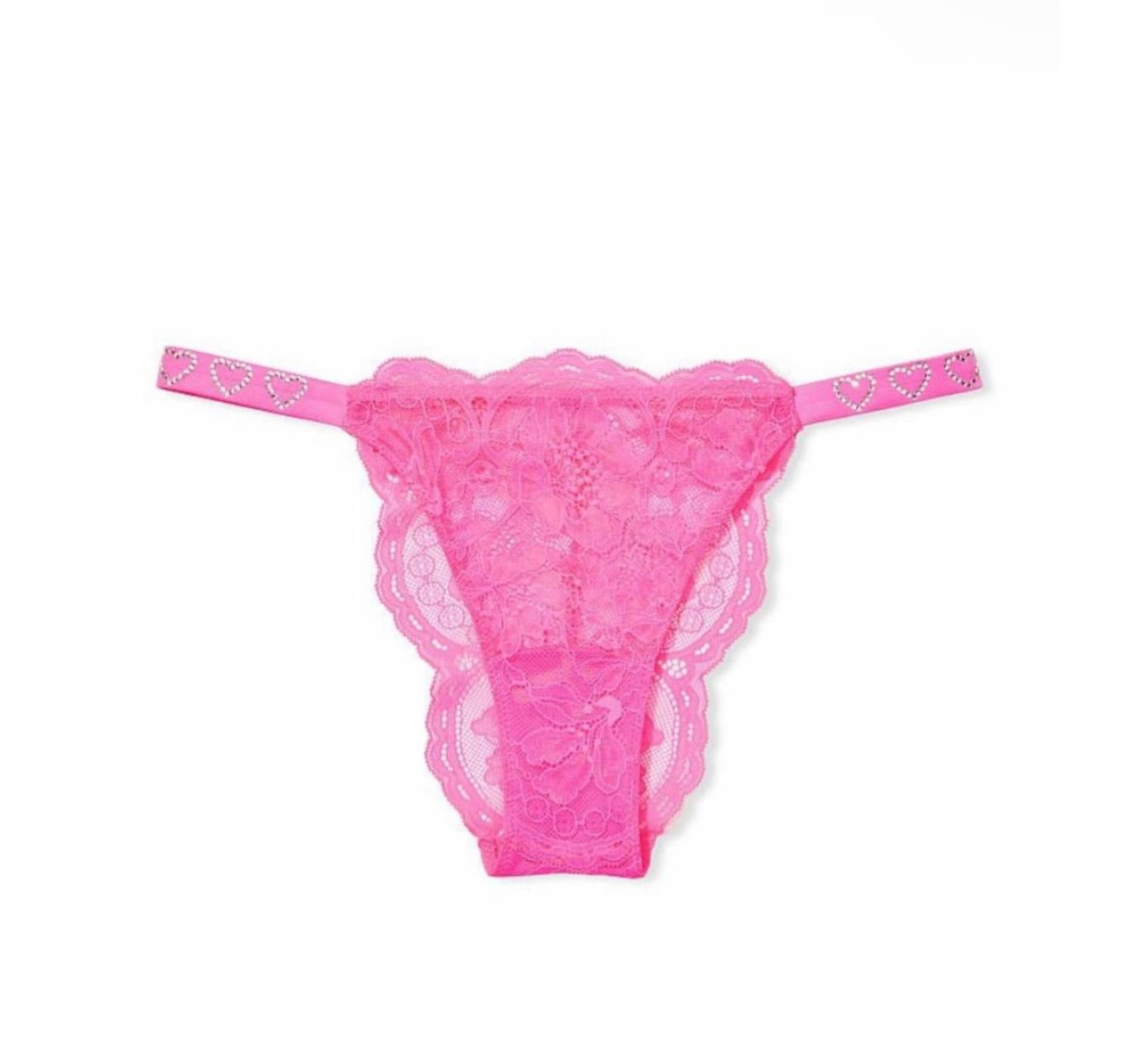 Комплект белья Victoria’s Secret Shine Strap Heart Atomic Pink Lace Bra Set