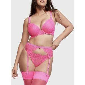Комплект белья Victoria’s Secret Shine Strap Heart Atomic Pink Lace Bra Set