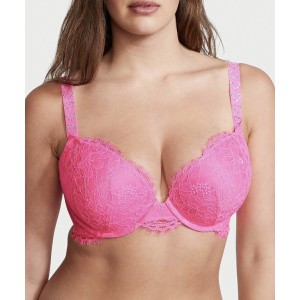 Комплект белья Victoria’s Secret Shine Strap Heart Atomic Pink Lace Bra Set