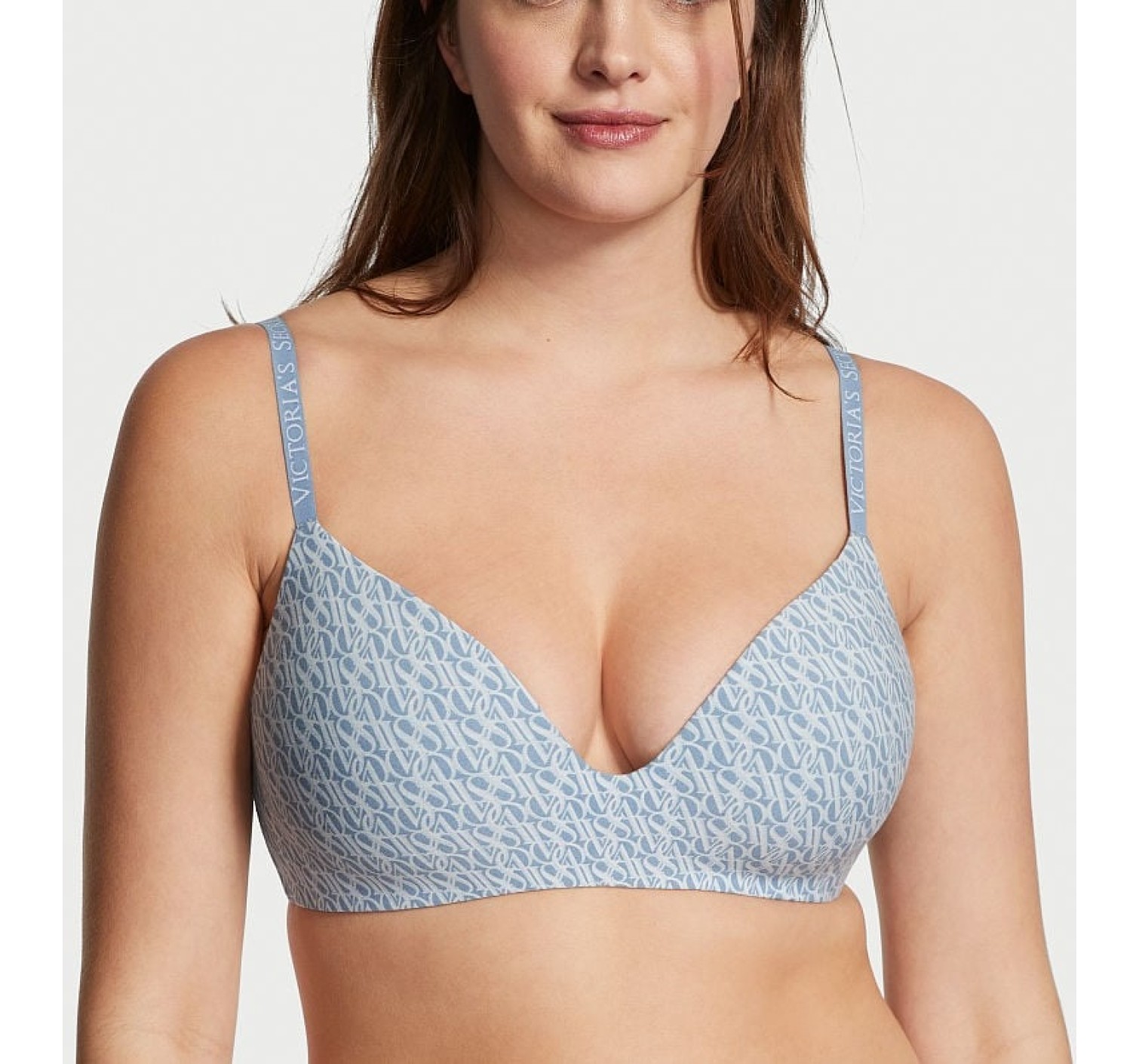 Бюстгальтер Victoria's Secret T-shirt Lightly Lined Wireless Blue Logo Bra