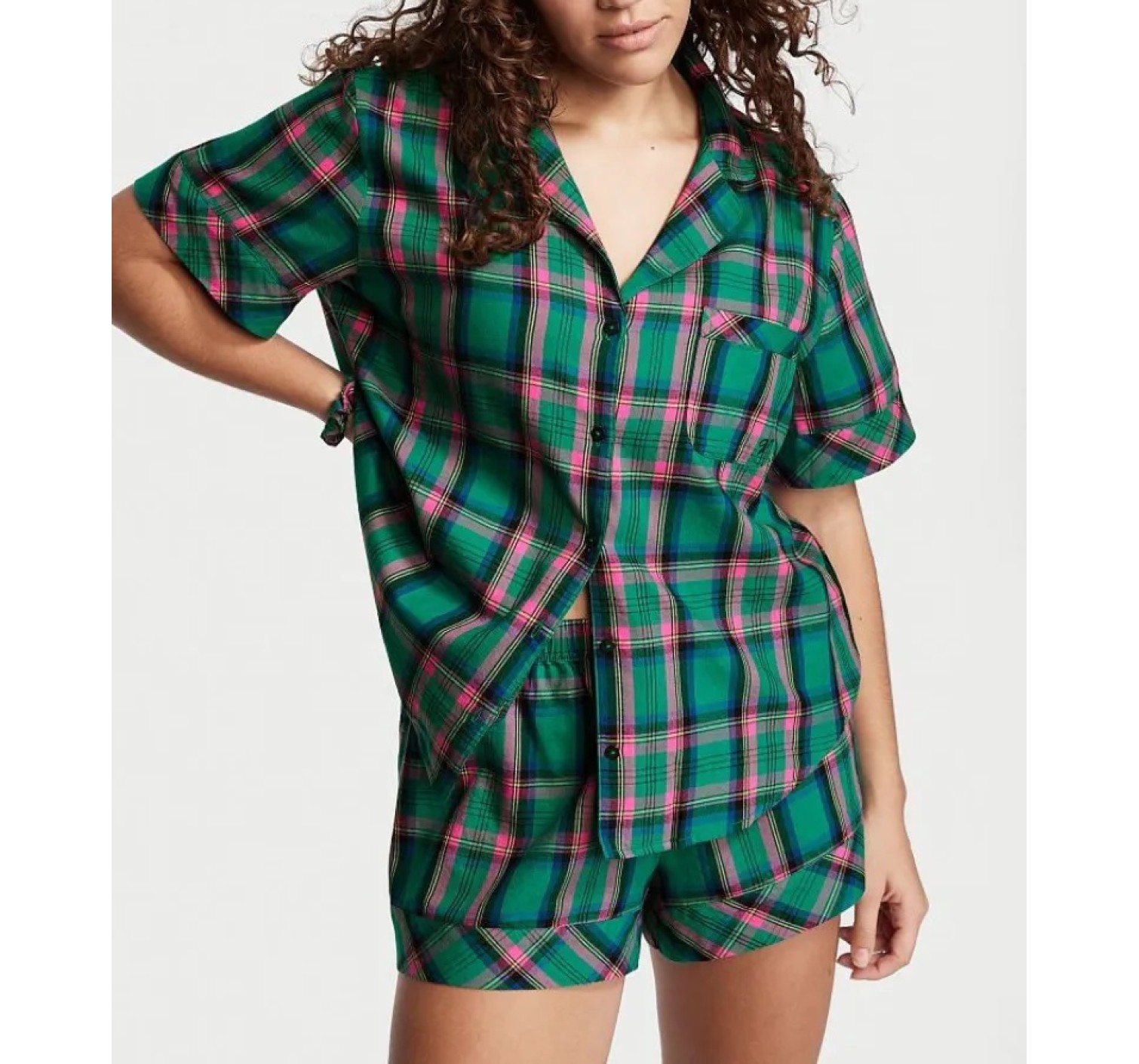 Піжама Green plaid Flannel Short PJ Set