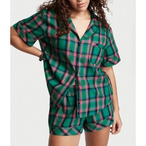 Піжама Green plaid Flannel Short PJ Set