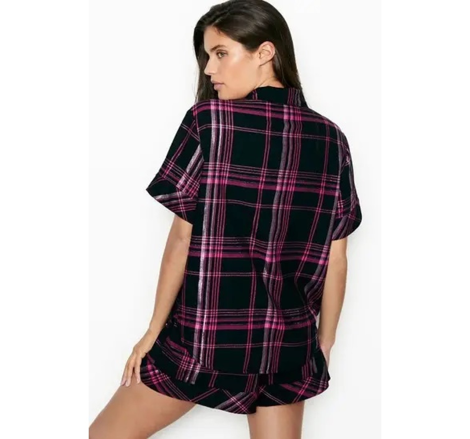 Піжама Flannel Short PJ Set black pink plaid