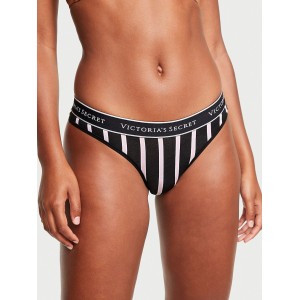 Трусики Cotton Logo Thong Panty Black Stripe