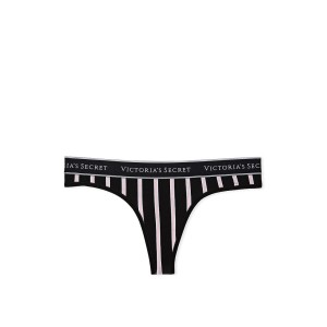 Трусики Cotton Logo Thong Panty Black Stripe