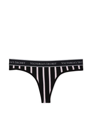 Трусики Cotton Logo Thong Panty Black Stripe