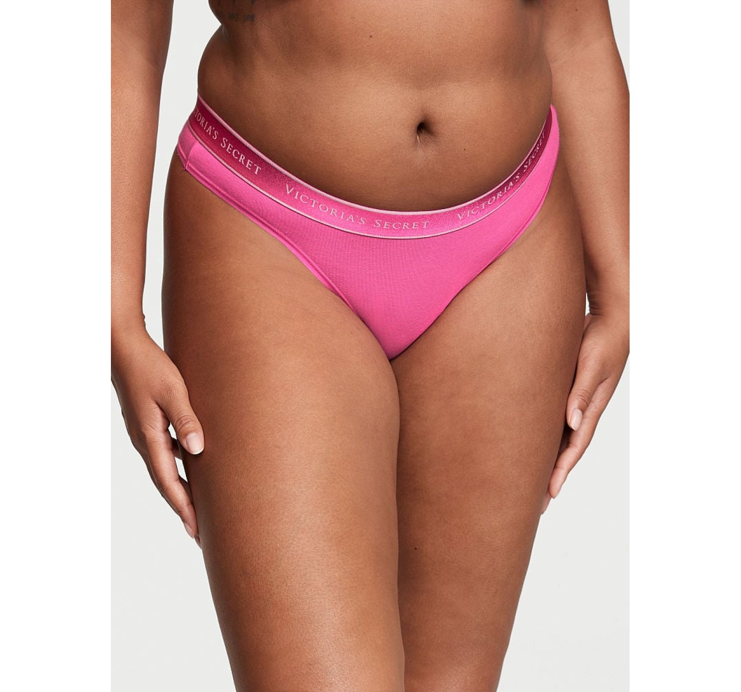 Трусики Cotton Logo Gray Thong Panty Pink Fever