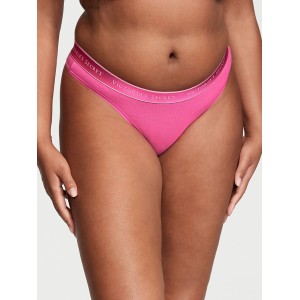 Трусики Cotton Logo Gray Thong Panty Pink Fever