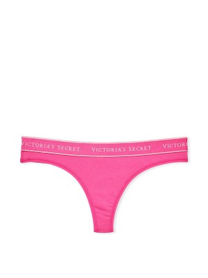 Трусики Cotton Logo Gray Thong Panty Pink Fever