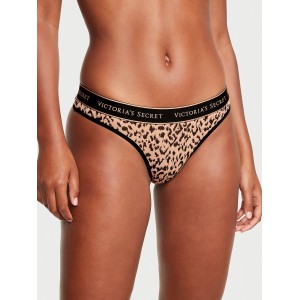 Трусики Cotton Logo Gray Thong Panty Cameo Basic Animal