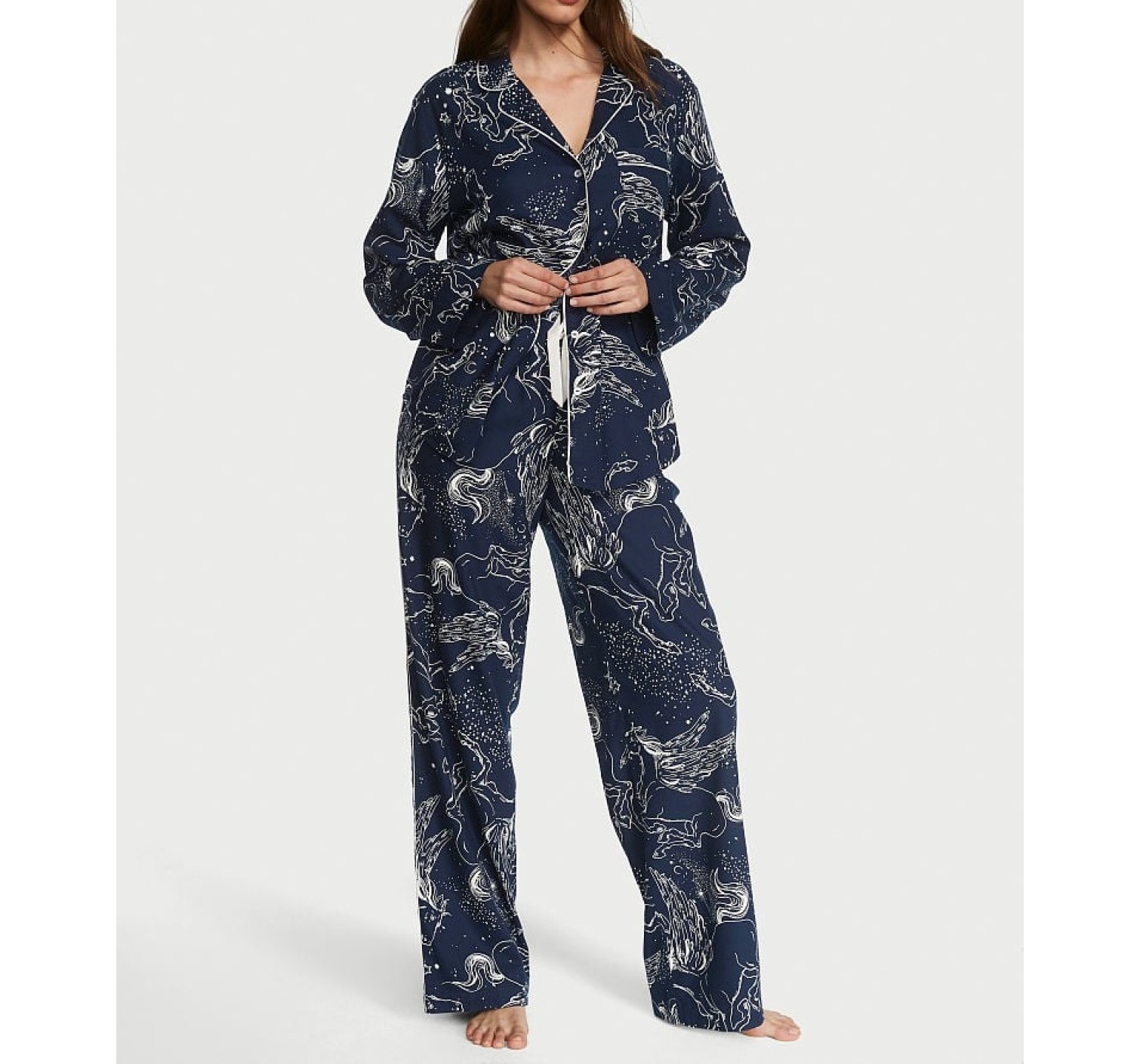 Пижама Victoria's Secret Flannel Long Pj set Noir Navy Pegasus