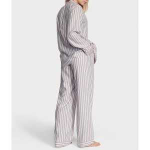 Піжама Victoria's Secret Flannel Long Pj set Pink Blue Classic Stripe