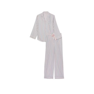 Піжама Victoria's Secret Flannel Long Pj set Pink Blue Classic Stripe