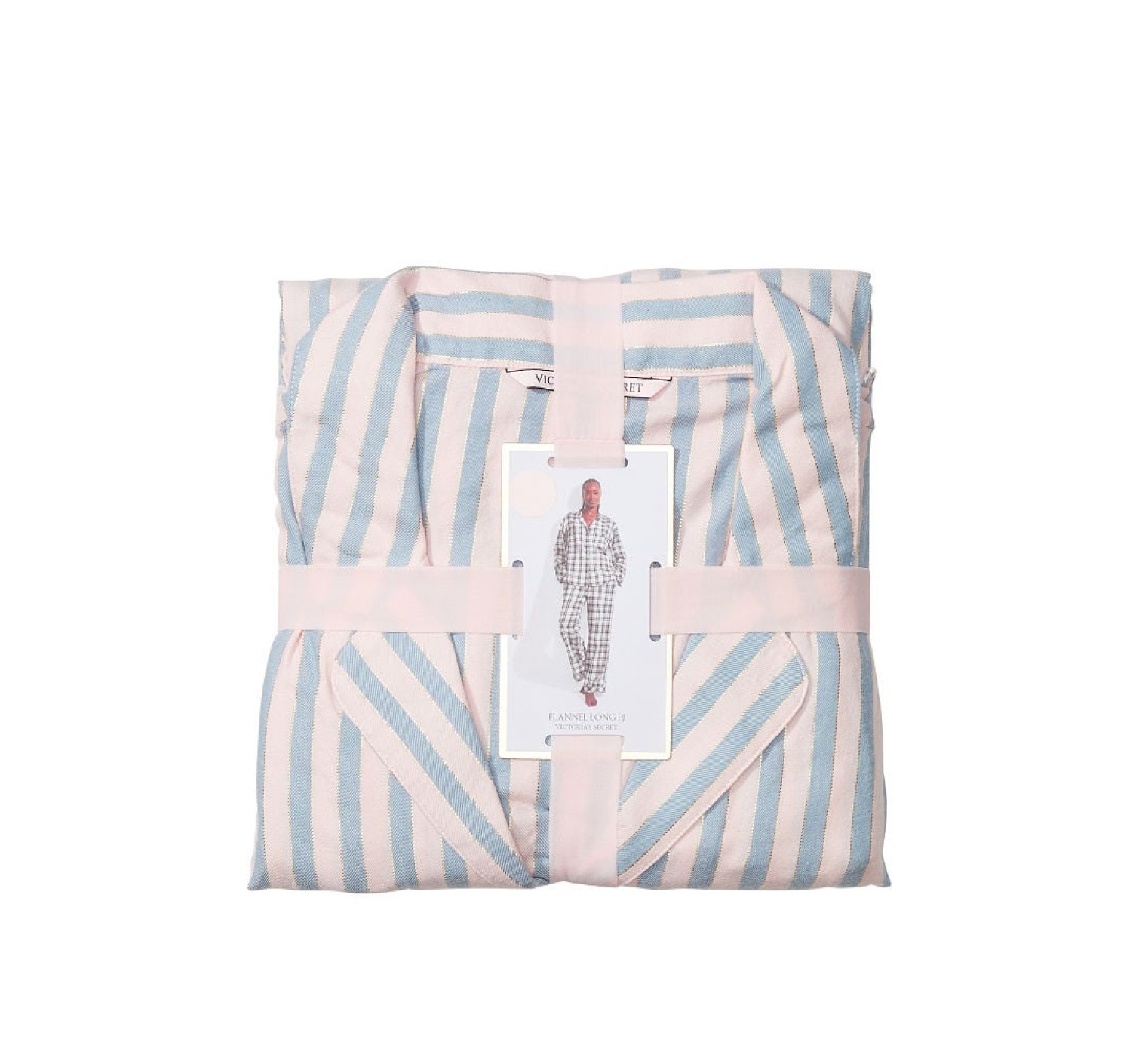 Піжама Victoria's Secret Flannel Long Pj set Pink Blue Classic Stripe