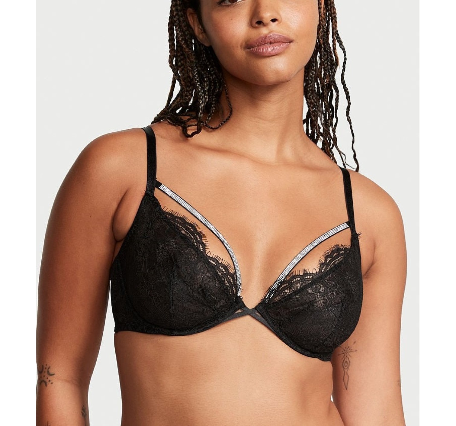 Комплект белья Very Sexy Shine Strap Bra Lace Black Push-Up Set 