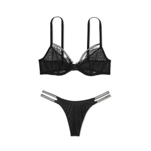 Комплект белья Very Sexy Shine Strap Bra Lace Black Push-Up Set 