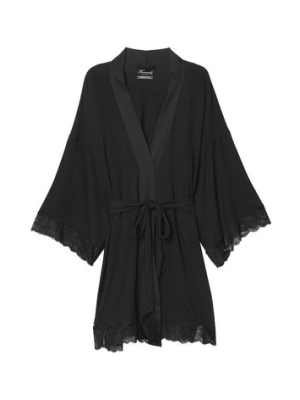 Халат Heavenly by Victoria’s Secret Black Lace Modal Kimono Dressing Gown