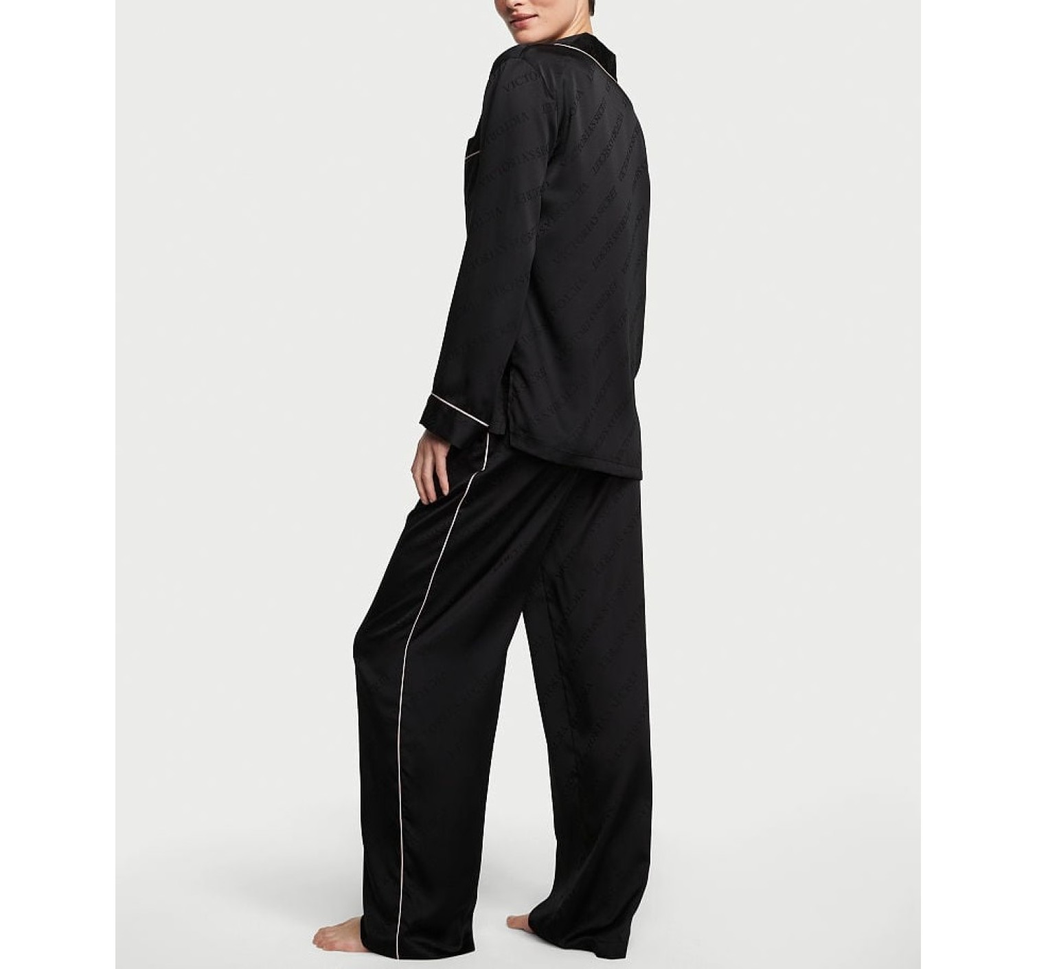 Сатинова піжама VS Satin Long Pj Set Black